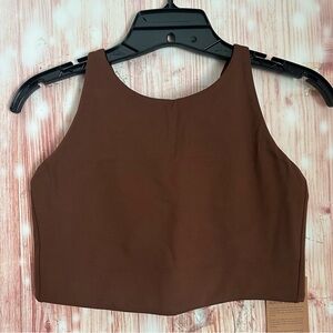 Girlfriend Collective Cafe Brown Topanga Crop Top Sports Bra